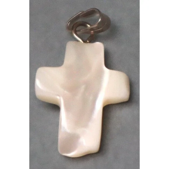 Carved Cross Pendant Mother of Pearl Charms (4) - Picture 6 of 6